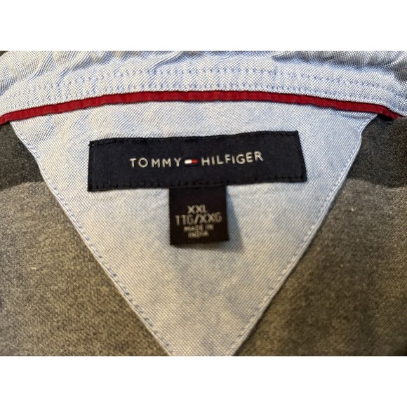 Tommy Hilfiger Men's Polo Shirt Size XXL Striped Black and Gray Preppy Casual - Picture 3 of 8